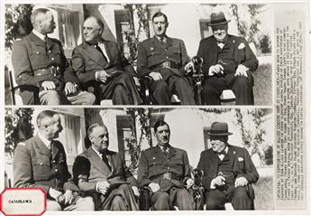 (WWII) Group of 4 photographs of Allied leaders, including the Tehran and Casablanca Conferences, plus two photographs by Joe Rosenthal